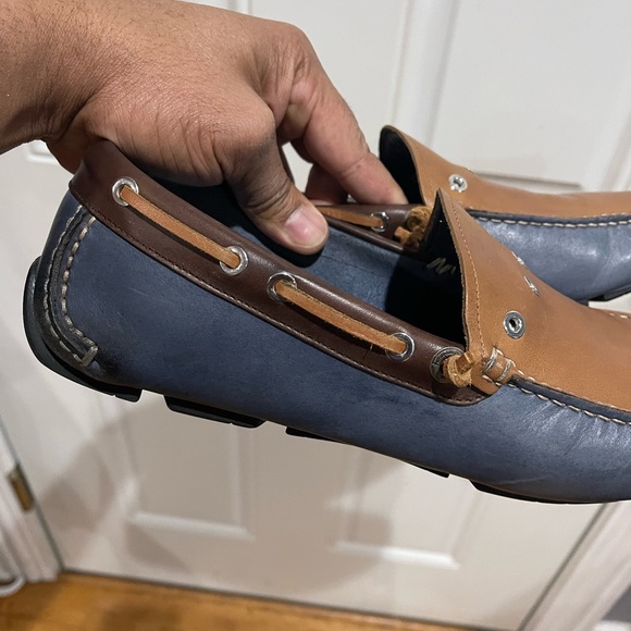 Rare Salvatore Ferragamo Driving Shoes Blue/Tan Sz 10.5 D - Picture 3 of 16